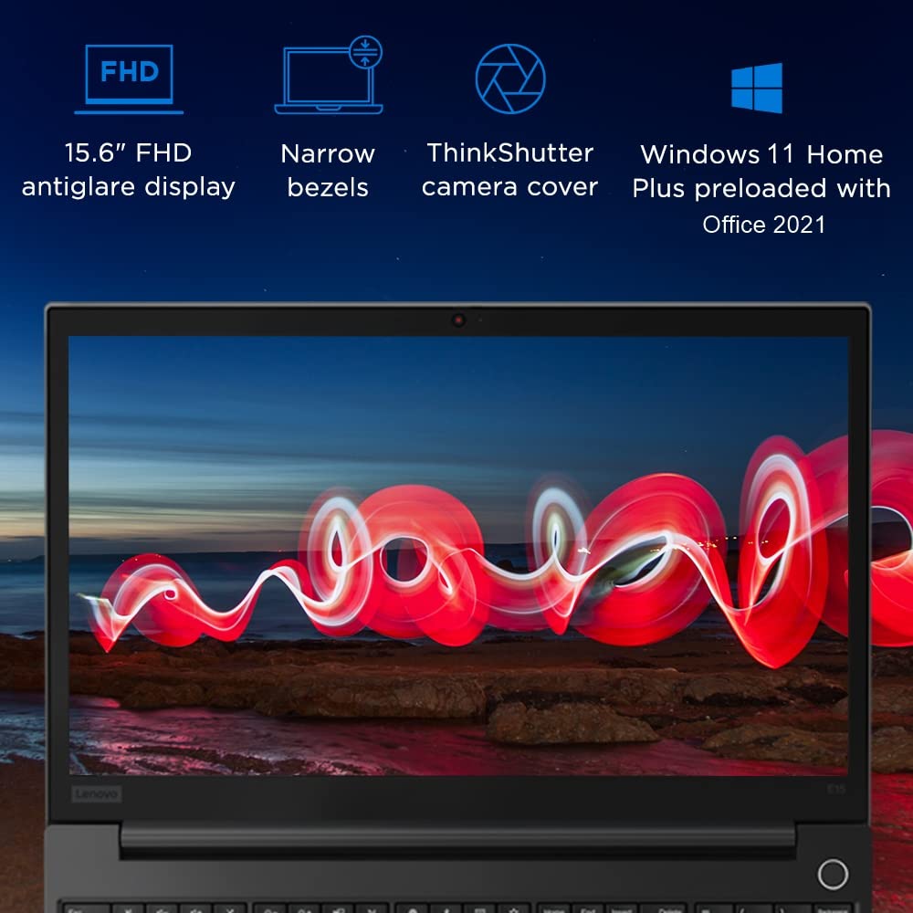 Lenovo ThinkPad E15 Intel Core i5 11th Gen 15.6" (39.62 cm) FHD IPS Thin and Light Laptop (8GB RAM/512GB SSD/Windows 11 Home/MS Office H&S 2021/Iris® Xe Graphics/Backlit/FPR/Black/1.7 kg),