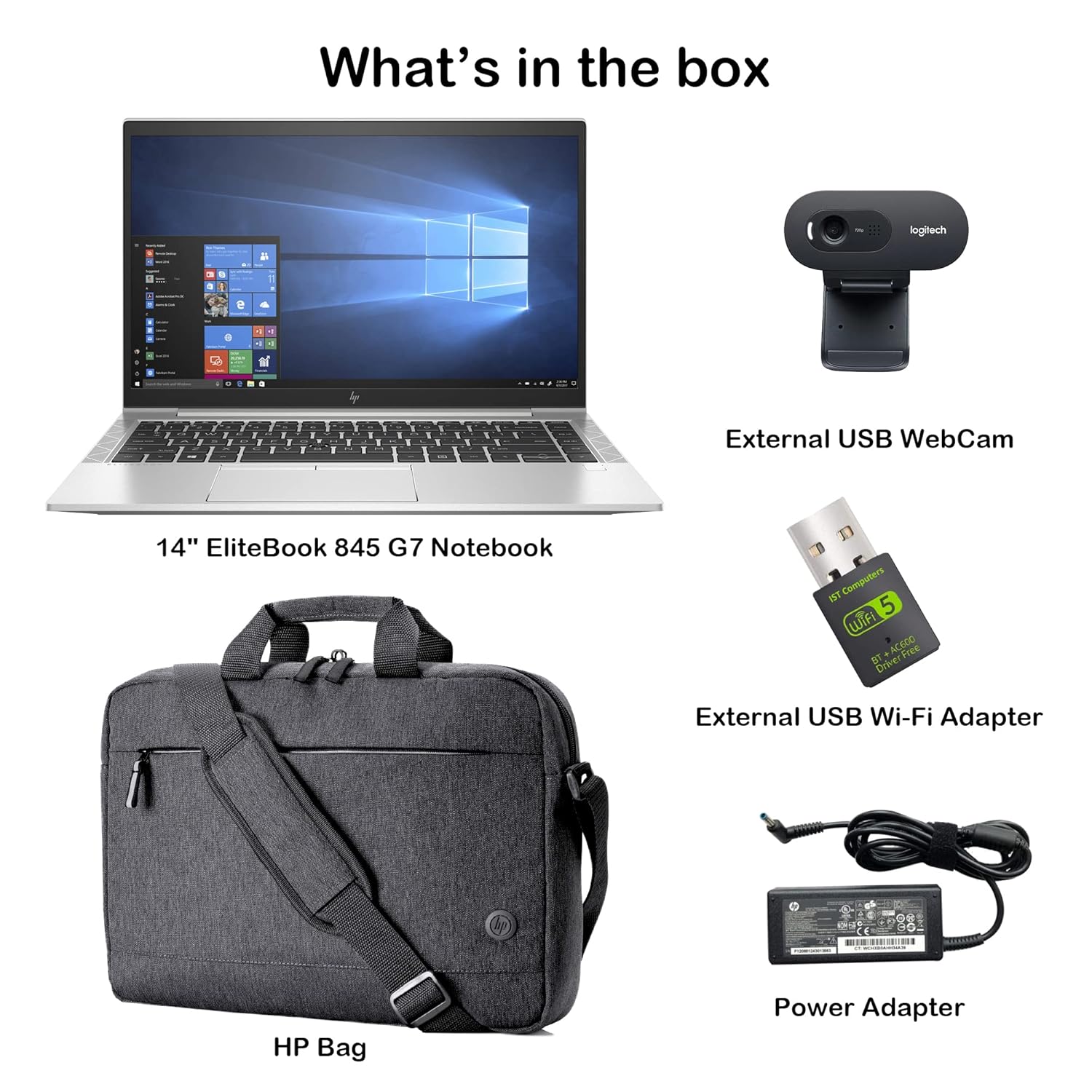 HP New EliteBook 845 G7 14" FHD IPS (16GB RAM, 1TB PCIe SSD, AMD 6-Core Ryzen 5 Pro 4650U (Beat i7-1165G)) Business Laptop Bundle with Bag+WiFi+Webcam, Windows 10